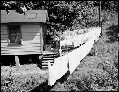 Washday in ... section of company housing project. Inland Steel Company, Wheelwright ^1 & 2 Mines, Wheelwright, Floyd... - NARA - 541503