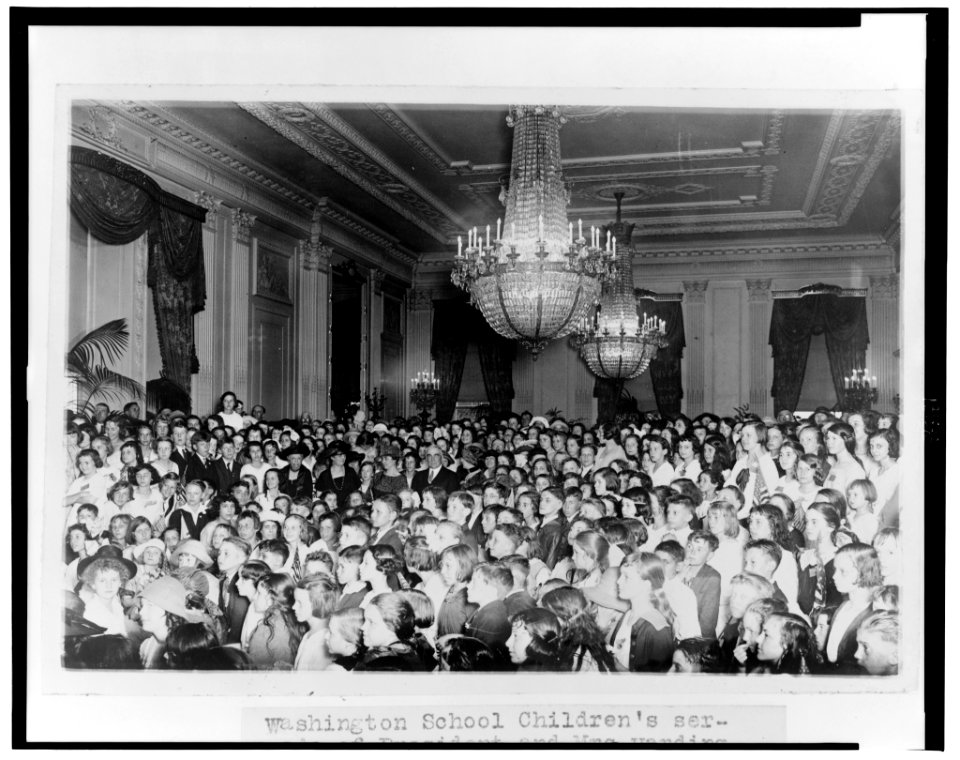 Washington school childrens' serenade of President and Mrs. Harding, as a feature of the Music Week program, which was to have been held at the Lincoln Memorial, was transferred to the East LCCN2002712408