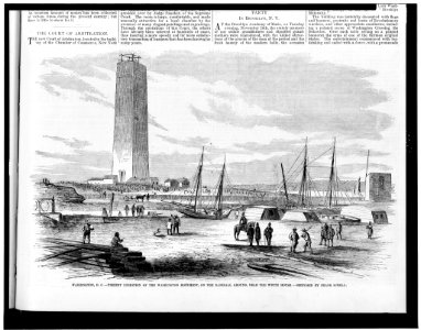 Washington, D.C. - present condition of the Washington Monument, on the baseball ground, near the White House - sketched by Frank Schell. LCCN93508542