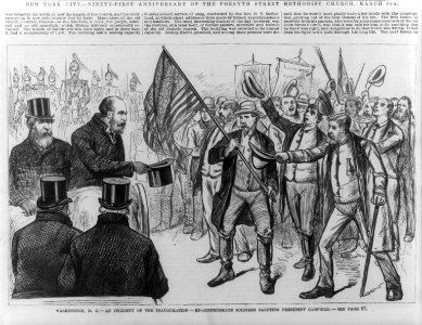 Washington, D.C. - an incident of the inauguration - ex-confederate soldiers saluting President Garfield LCCN2005683531