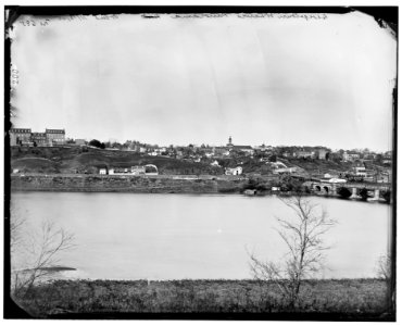 Washington, D.C. Georgetown from the Virginia bank; Aqueduct Bridge at the extreme right LOC cwpb.04137