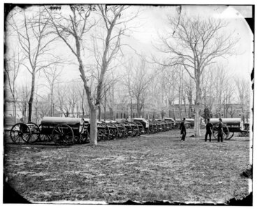 Washington, D.C. Park of Wiard guns at the Arsenal; H.L. Stuart, Nathaniel P. Willis, and Gen. Daniel E. Sickles at right LOC cwpb.03923