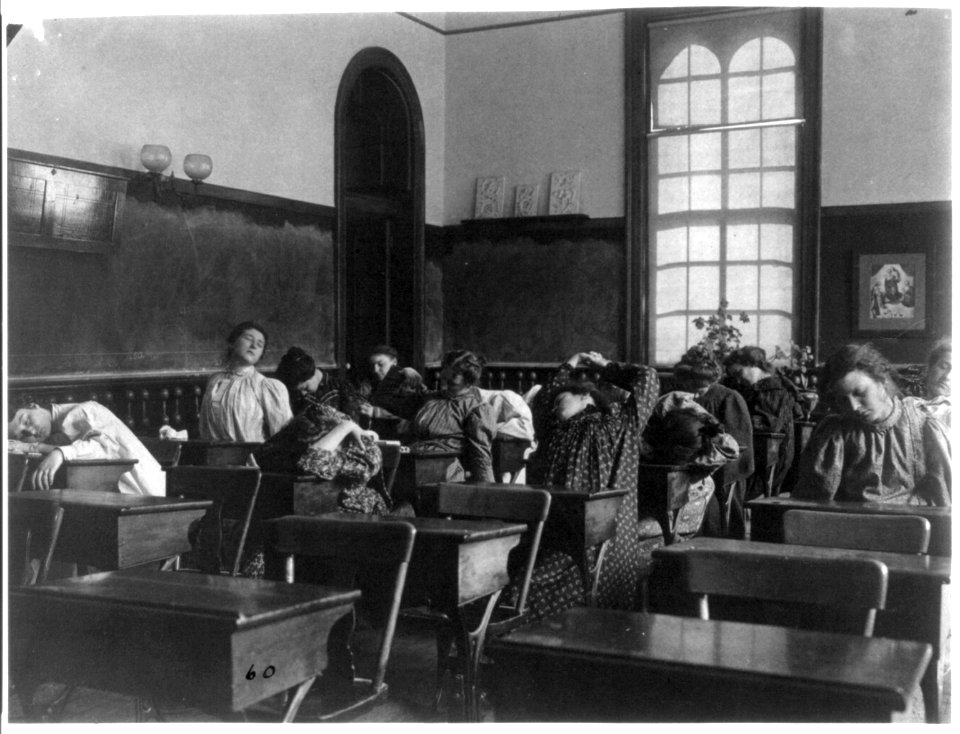 Washington, D.C. public schools - Normal School girls doing relaxing exercise LCCN2001703682