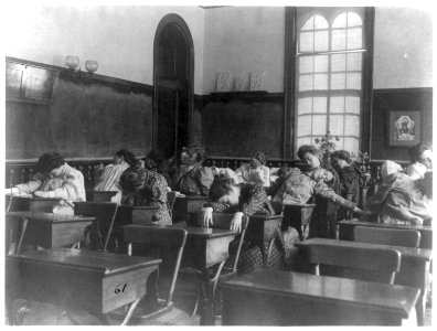 Washington, D.C. public schools, Normal School - girls stretching and relaxing LCCN2001697367