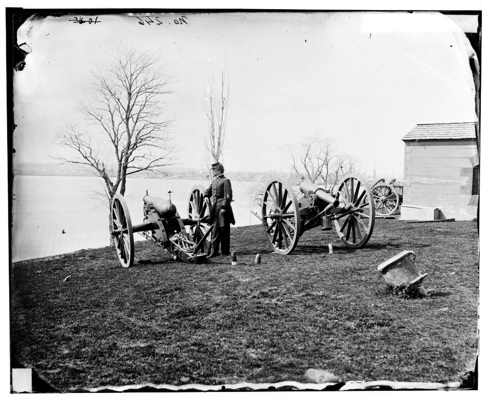 Washington, D.C. Two Wiard guns at the Arsenal; Gen. Daniel E. Sickles by the left-hand one LOC cwpb.03920