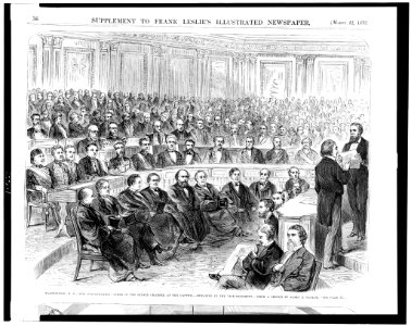 Washington, D.C.-the inauguration-scene in the Senate chamber at the Capitol-swearing in the vice-president - from a sketch by James E. Taylor. LCCN93513515