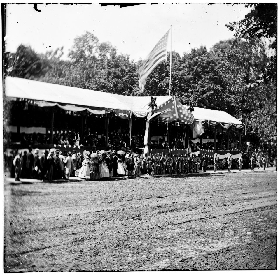 Washington, District of Columbia. The grand review of the Army. Presidential reviewing stand with guests and guard LOC cwpb.03610