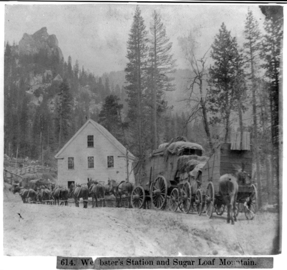 Webster's Station and Sugar Loaf Mountain, wagon in foreground LCCN2002723566