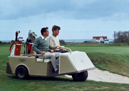Weekend at Newport- Golfing. Ben Bradlee, President Kennedy. Newport, RI (cropped) photo