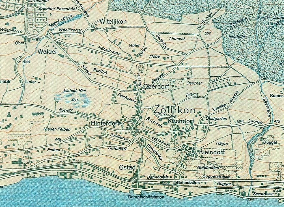 Wegkarte 1919 Dorf