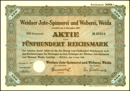 Weidaer Jute-Spinnerei und Weberei 1929 photo