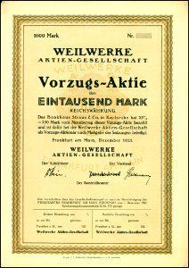Weilwerke 1921 1000 Mk photo