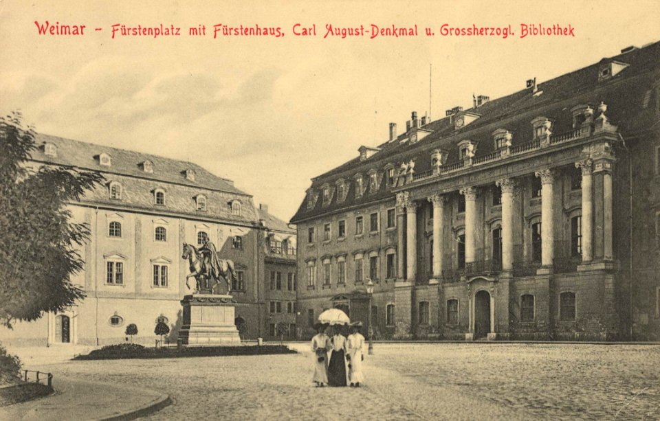 Weimar, Thüringen - Fürstenplatz (Fürstenhaus, Carl-August-Denkmal, Herzogin-Anna-Amalia-Bibliothek) (Zeno Ansichtskarten)