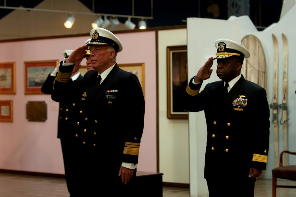 Welcoming ceremony inside the National Museum of the U.S. Navy 080125-N-FI224-072