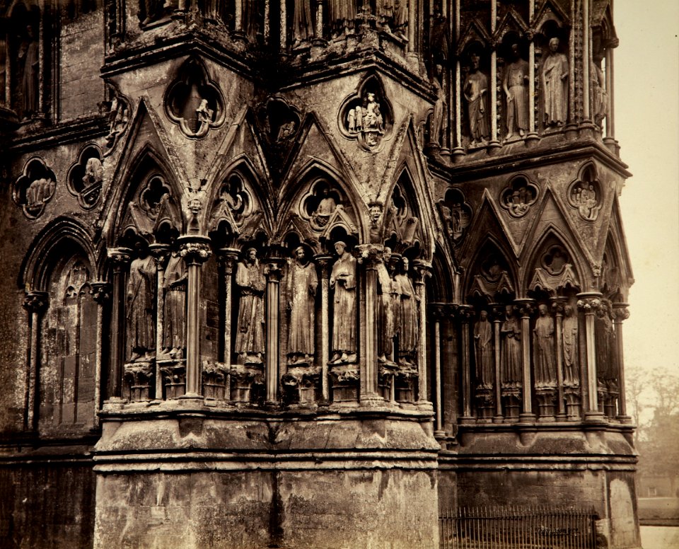 Wells Cathedral, Sculpture on the North West Angel by Francis Bedford