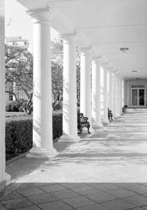 West Colonnade; Oblique View of Columns, looking SW