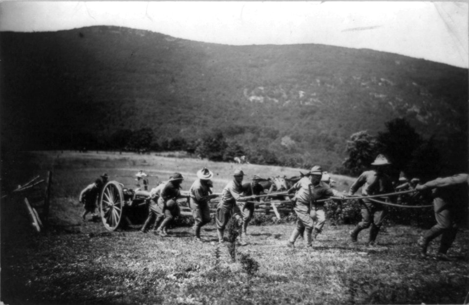 West Point- Cadets pulling large gun up hill LCCN2002705791