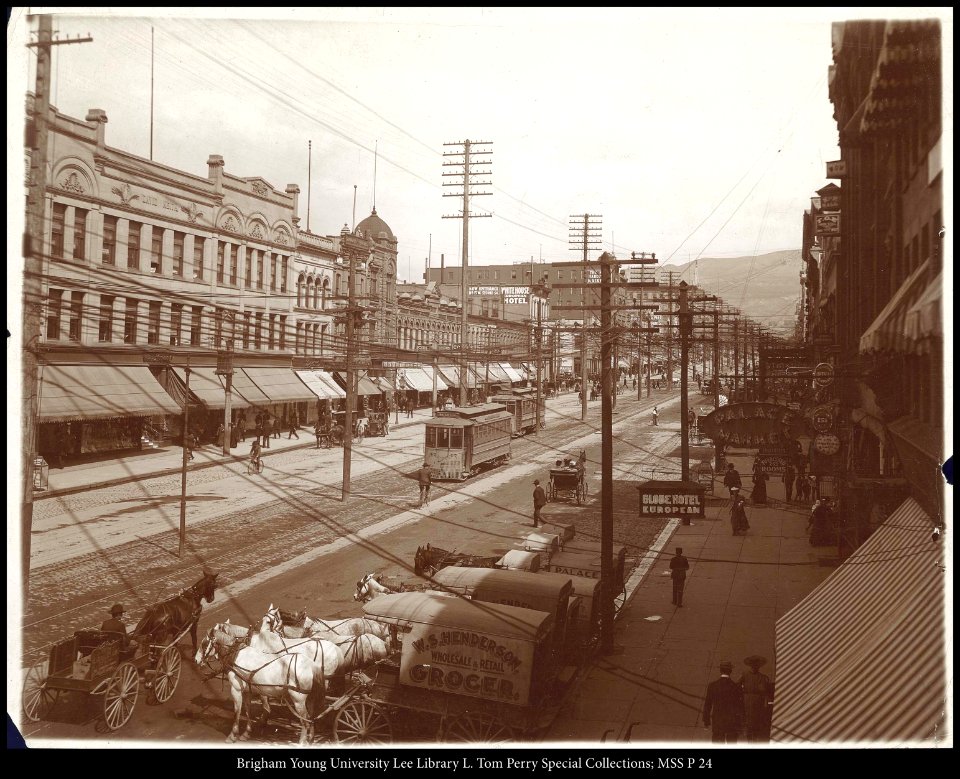 West side of Main St. Salt Lake City. Looking N.W. C.R. Savage Photo.