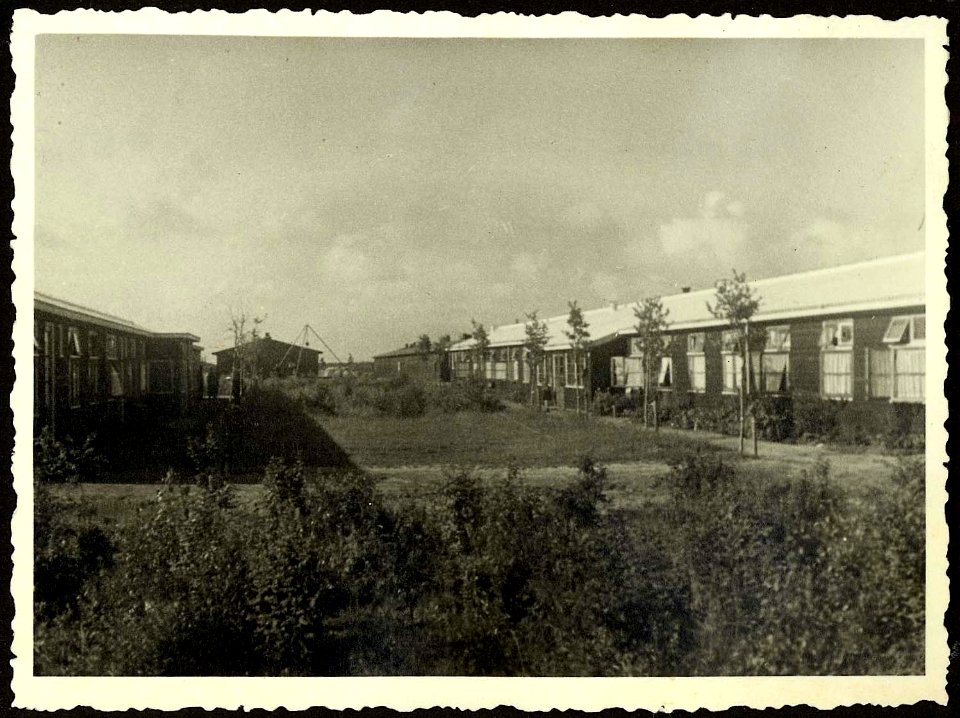 Westerbork, Holland, A garden between camp barracks