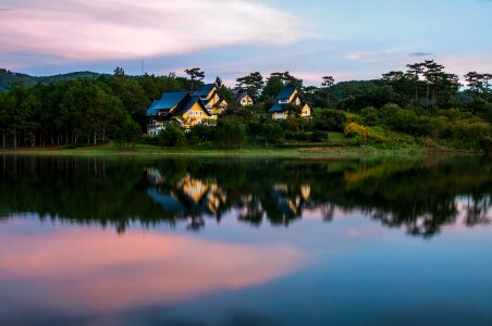 Scenery the morning reflect photo