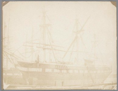 Westerdok, Het fregat Prins Maurits met de raas van de fokkemast gebrast en de raas van de grote mast gekaaid foto 2 (max res) photo