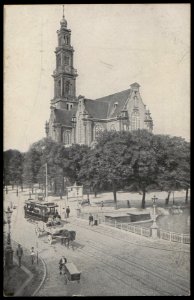 Westermarkt met Westerkerk, op de voorgrond de brug over de Keizersgracht. Uitgave Dr. Trenkler Co. Leipzig, Afb PBKD00295000003 photo