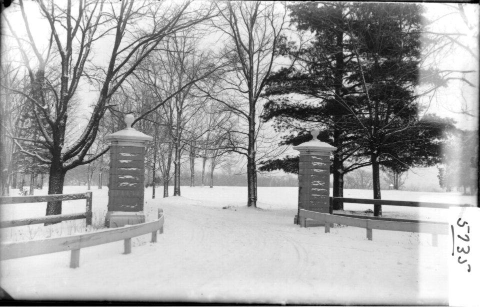 Western College Gates in winter 1904 (3195507862)