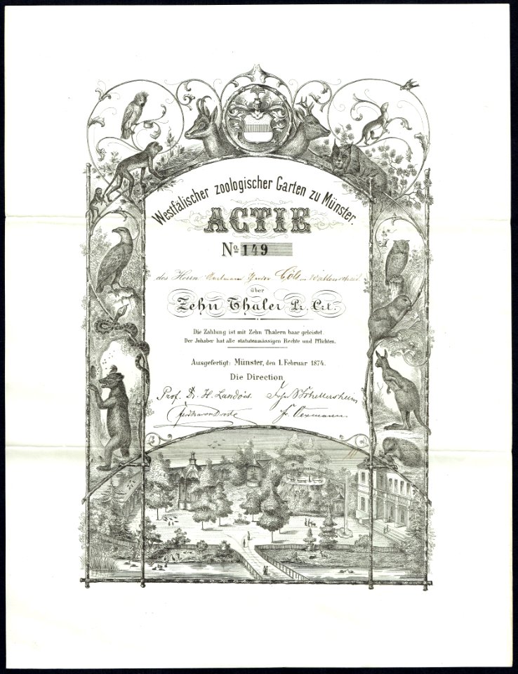 Westfälischer Zoologischer Garten 1874