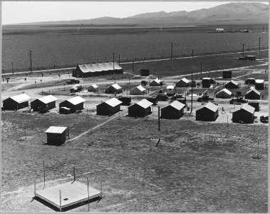 Westley, Stanislaus County, San Joaquin, California. Migratory labor camp (F.S.A.) seen from water t . . . - NARA - 521761 photo