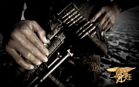 Wet M249 close up
