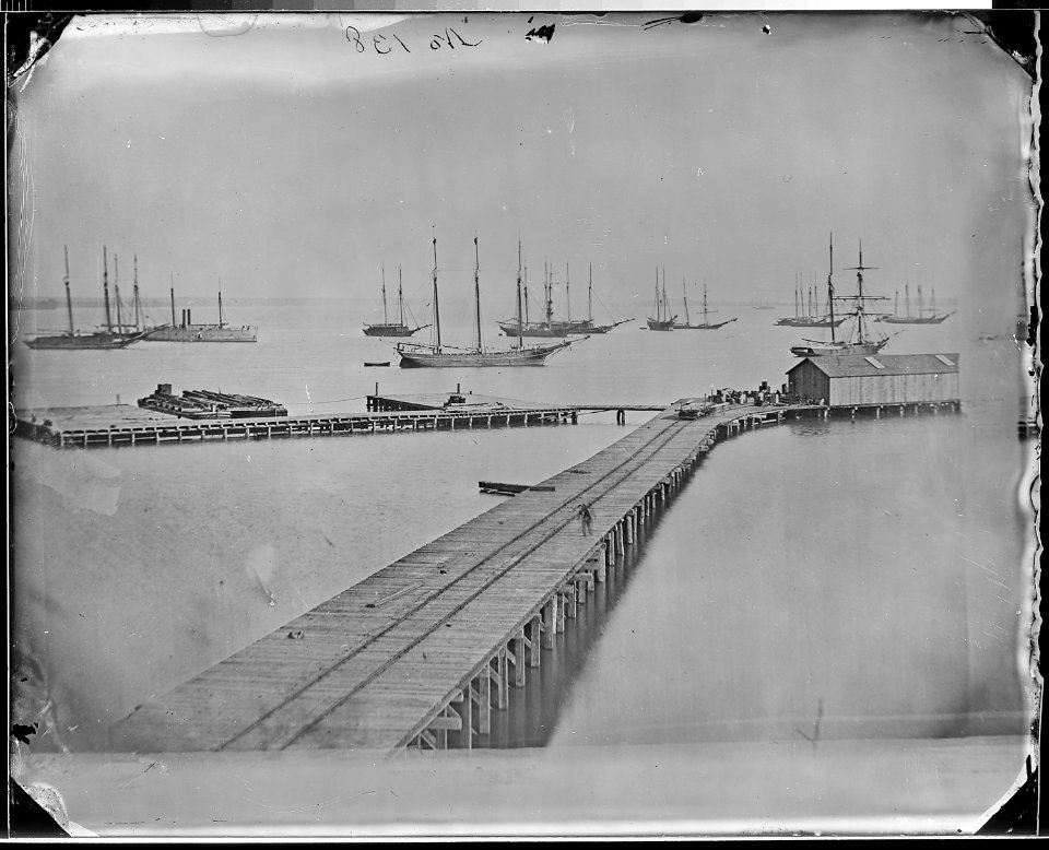 Wharf at City Point, 1864-5 - NARA - 524557