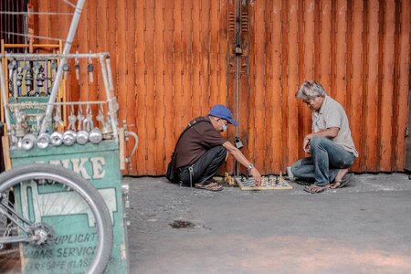 Street chess board game photo