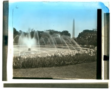 White House, 1600 Pennsylvania Avenue, Washington, D.C. View from south lawn to Washington Monument LCCN2008680052