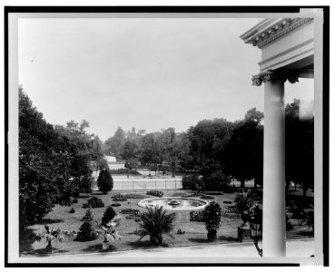 White House, 1600 Pennsylvania Avenue, Washington, D.C. View from second floor bedroom to North Garden and Lafayette Square LCCN2001695064