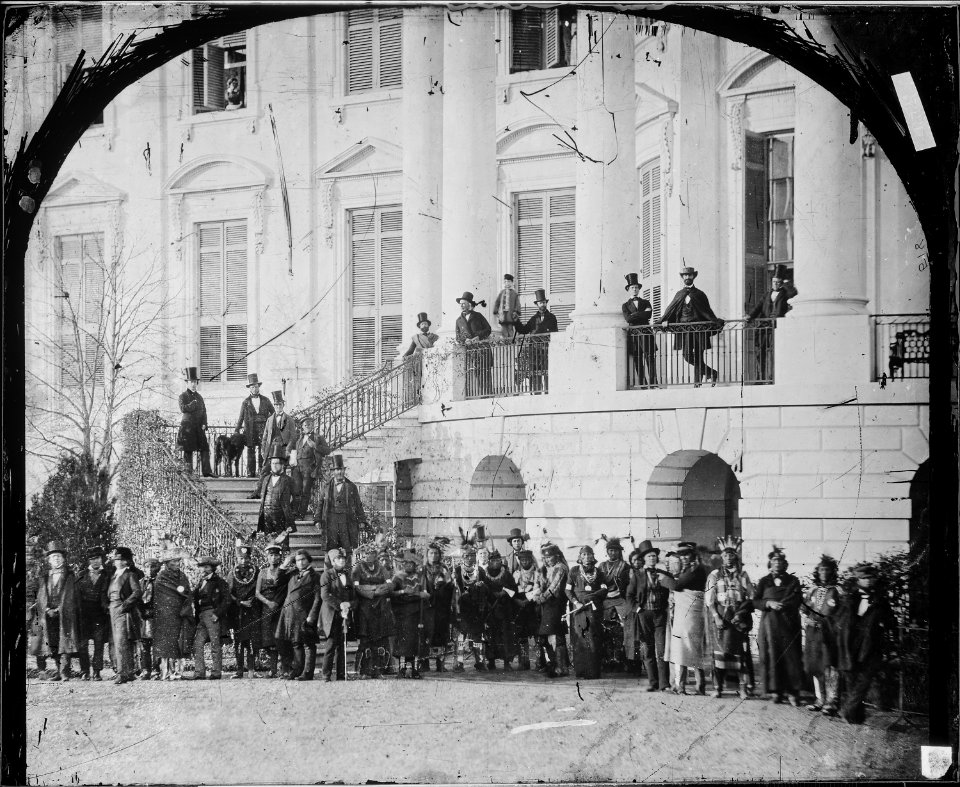 White House, delegation of Indians on grounds, Washington, D.C - NARA - 528791