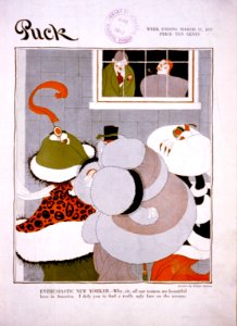 Why, sir, all our women are beautiful here in America Puck magazine cover 1917 Mar 17 cph.3b49310