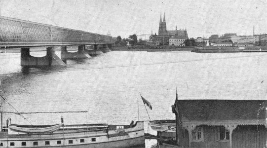 Widok na Pragę z mostem Kierbedzia przed 1919