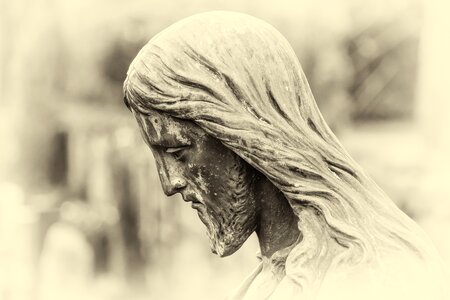 Mourning tomb figure old cemetery