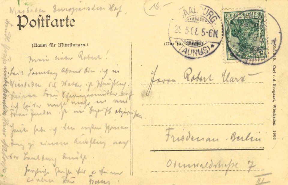 Wiesbaden, Hessen - Försterhäuschen in Dambach (back) (Zeno Ansichtskarten)