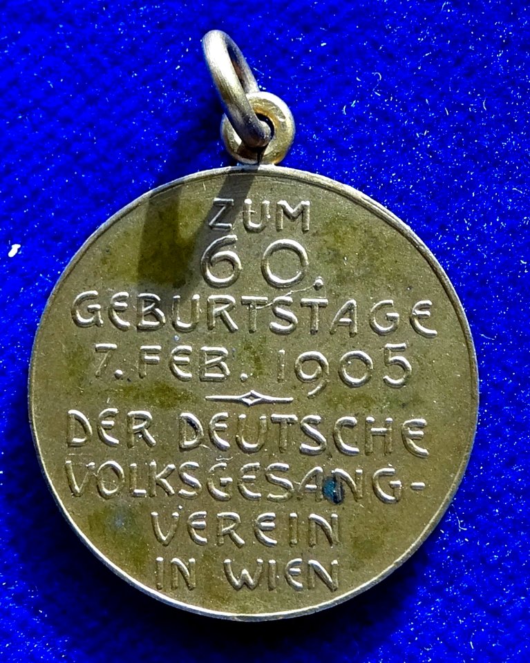 Wien 1905, Jugendsti-Medaille Josef Pommers 60. Geburtstag, Rückseite