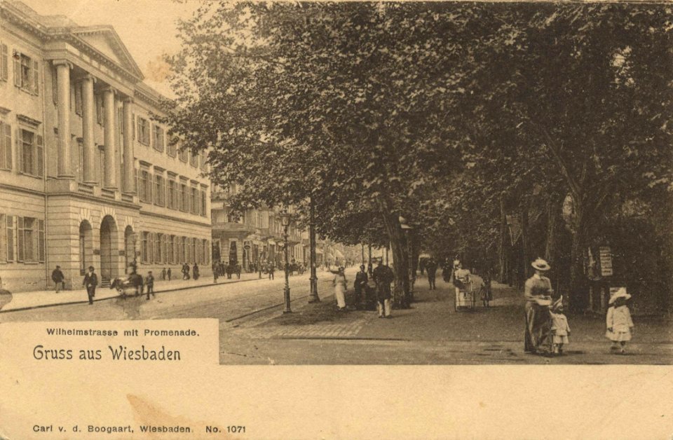 Wiesbaden, Hessen - Wilhelmstraße mit Promenade (Zeno Ansichtskarten)
