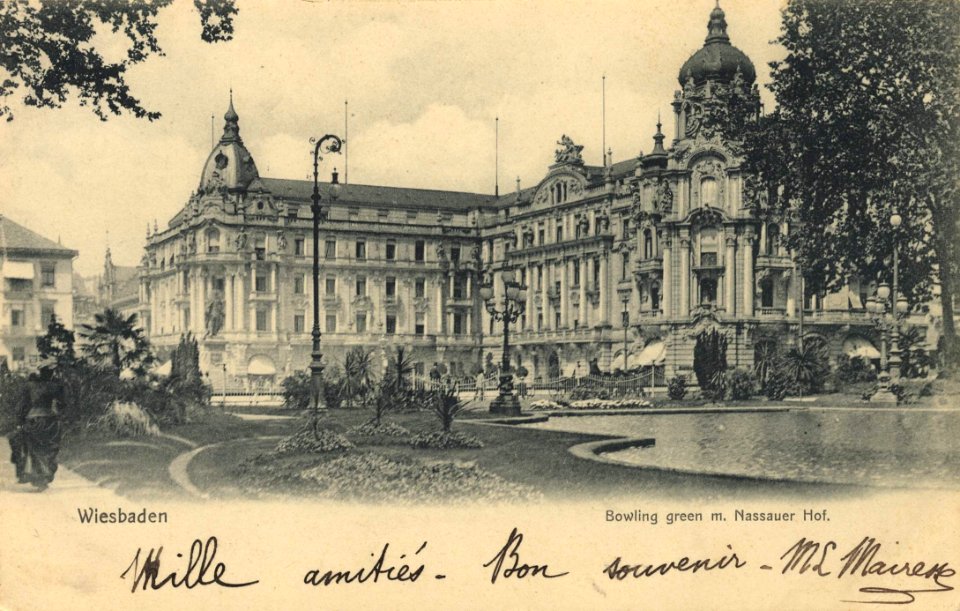 Wiesbaden, Hessen - Bowlinggreen mit Nassauer Hof (Zeno Ansichtskarten)