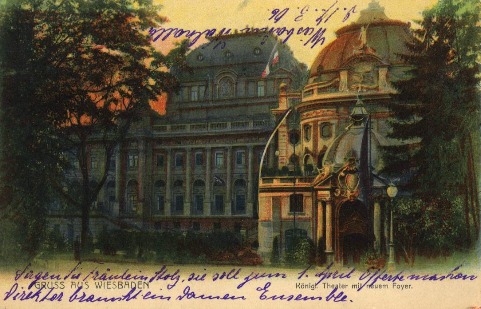 Wiesbaden, Hessen - Kgl. Theater mit neuem Foyer (Zeno Ansichtskarten)