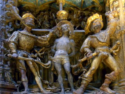 Wikimania 2014 - Victoria and Albert Museum - Altarpiece - Troyes - Left - Detail221167