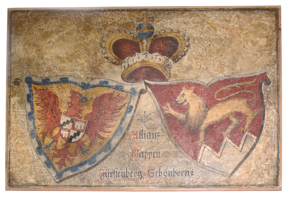 Wildenstein Burgschenke Allianzwappen Fürstenberg-Schönborn