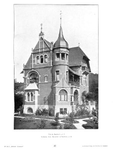 Wilhelm Kick, Einfache Neubauten, Stuttgart 1890, Villa in Auerbach a.d.B., Architekt Hrch. Metzendorf in Bensheim a.d.B.