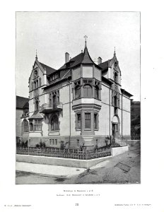 Wilhelm Kick, Einfache Neubauten, Stuttgart 1890, Wohnhaus in Bensheim a.d.B., Architekt Hrch. Metzdendorf in Bensheim a.d.B.