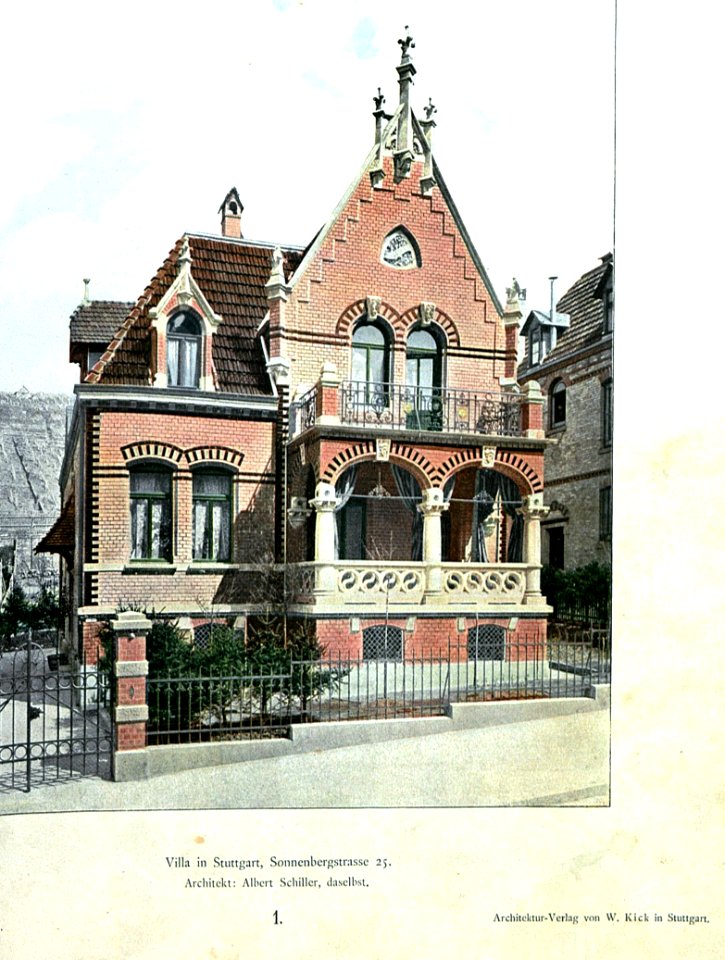 Wilhelm Kick, Einfache Neubauten, Stuttgart 1890,Villa in Stuttgart, Sonnenbergstraße 25, Architekt Albert Schiller aus Stuttgart