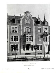 Wilhelm Kick, Einfache Neubauten, Stuttgart 1890, Wohnhaus in Karlsruhe, Riefstahlstraße 8, Architekt Herm. Billing aus Karlsruhe