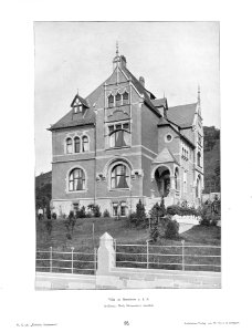 Wilhelm Kick, Einfache Neubauten, Stuttgart 1890, Villa in Bensheim a.d.B., Architekt Hrch. Metzendorf aus Bensheim a.d.B.